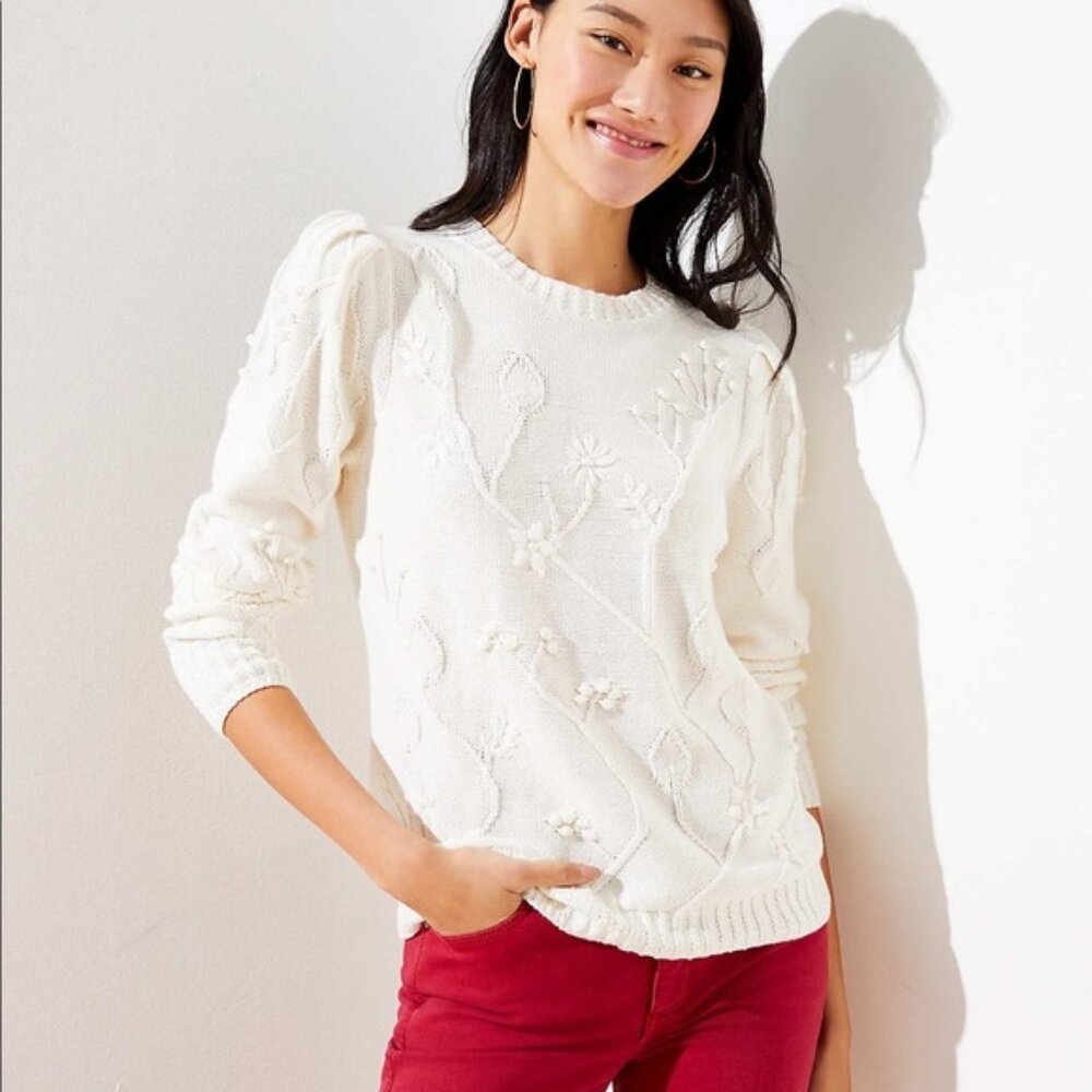 LOFT Floral Bobble Sweater NWT